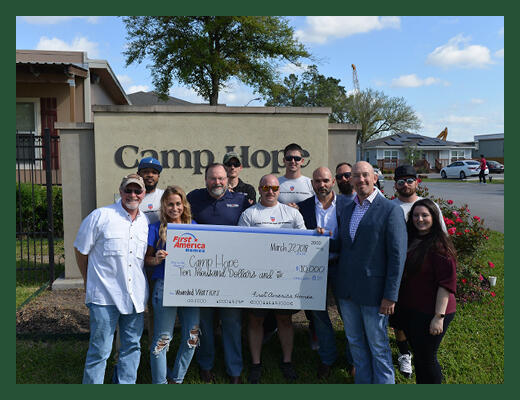 First America Homes makes a donation to Veterans at Camp Hope